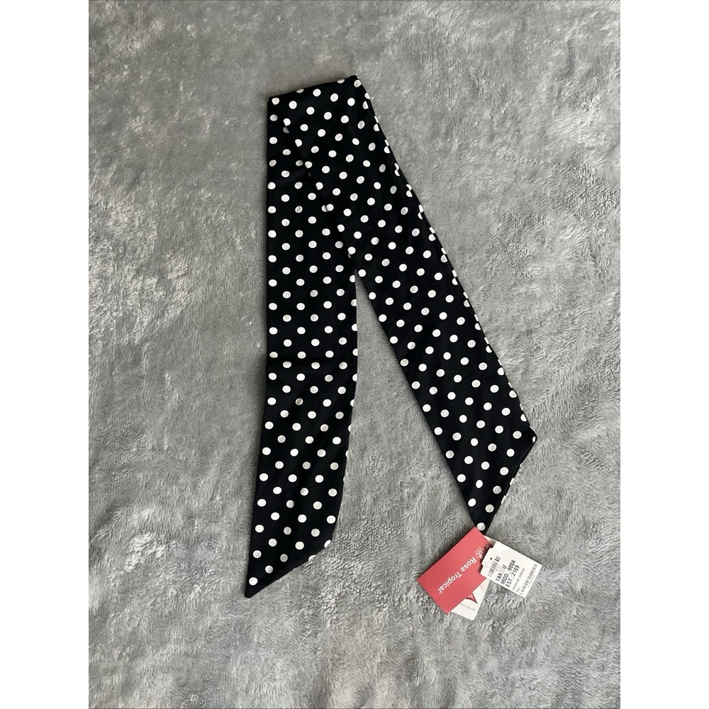 Lycra Black and White Polka Dot Print Neck Scarf NWT